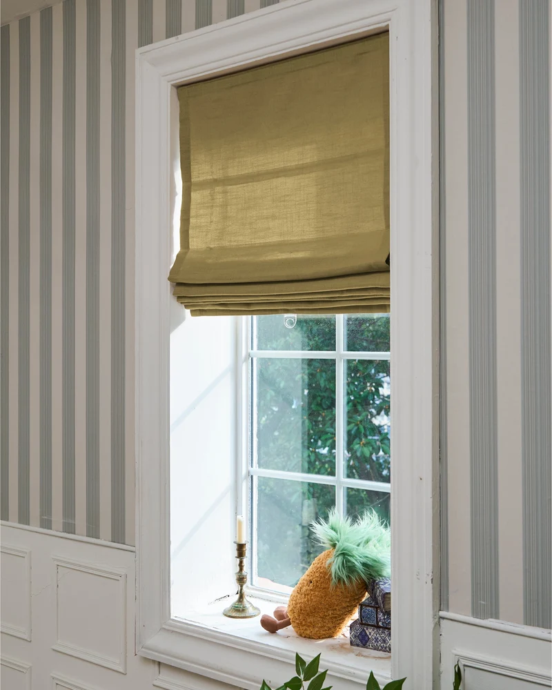 Cassie Flat Fold Linen Blend Cordless Custom Roman Shade