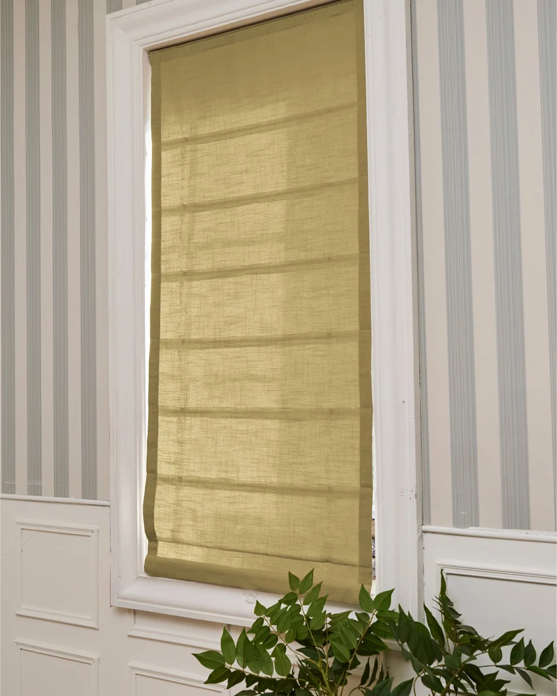 Cassie Flat Fold Linen Blend Cordless Custom Roman Shade