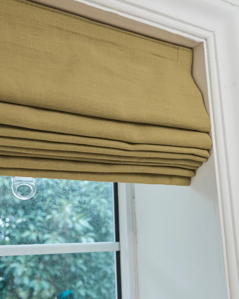 Cassie Flat Fold Linen Blend Cordless Custom Roman Shade