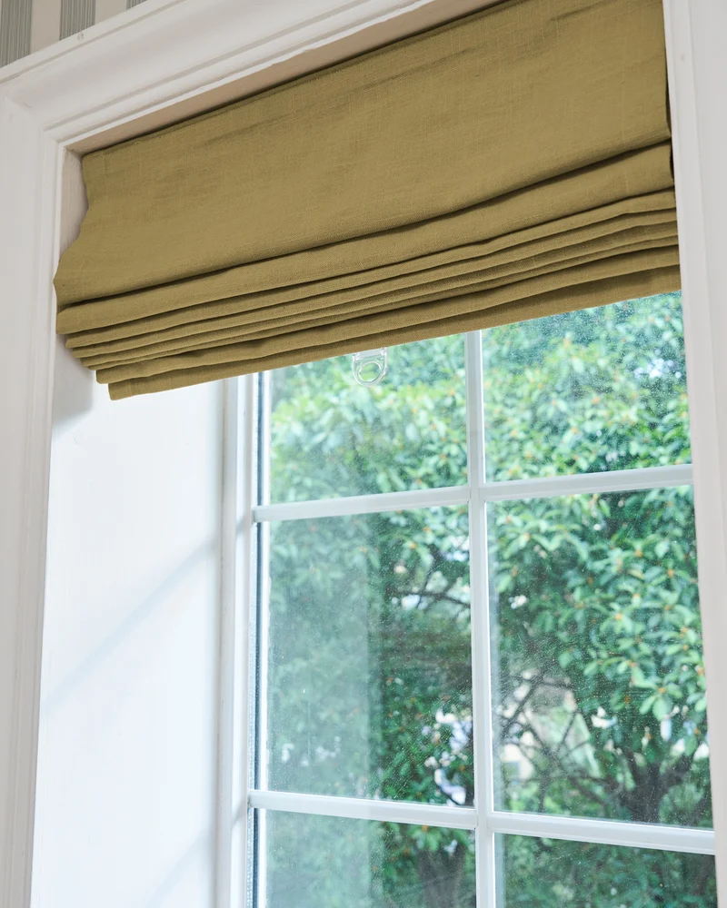 Cassie Flat Fold Linen Blend Cordless Custom Roman Shade