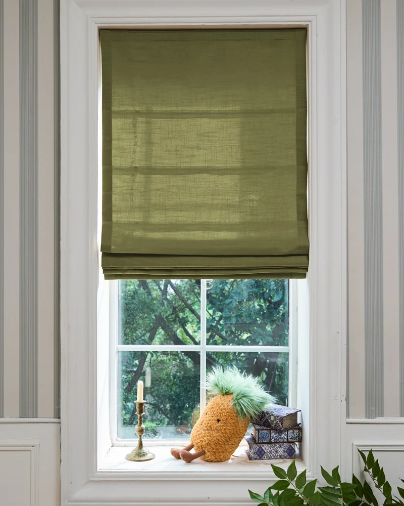 Cassie Flat Fold Linen Blend Cordless Custom Roman Shade