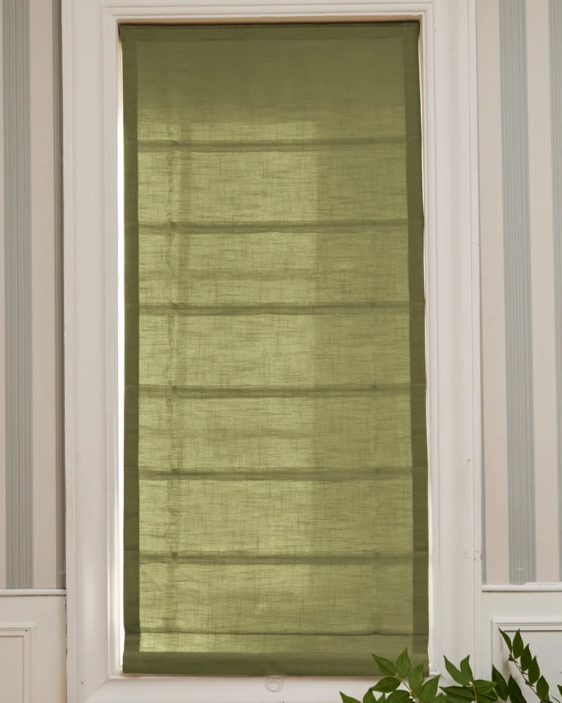 Cassie Flat Fold Linen Blend Cordless Custom Roman Shade