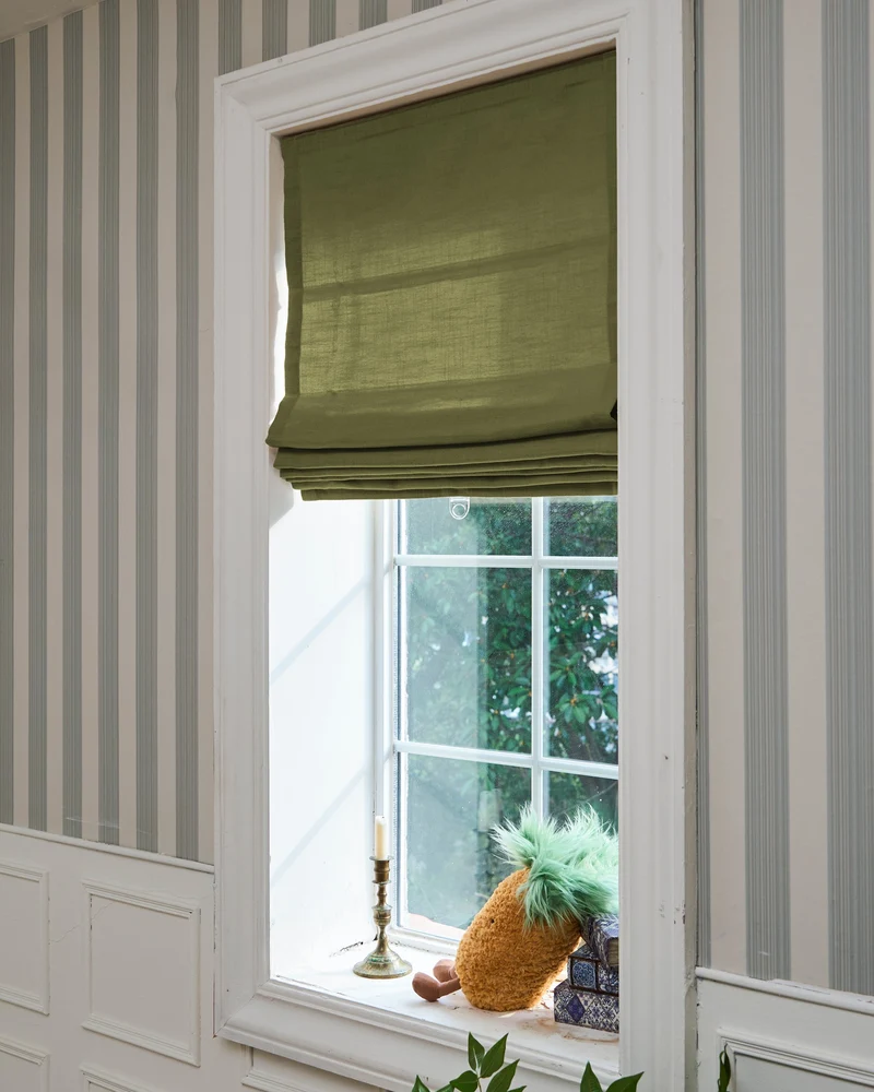 Cassie Flat Fold Linen Blend Cordless Custom Roman Shade