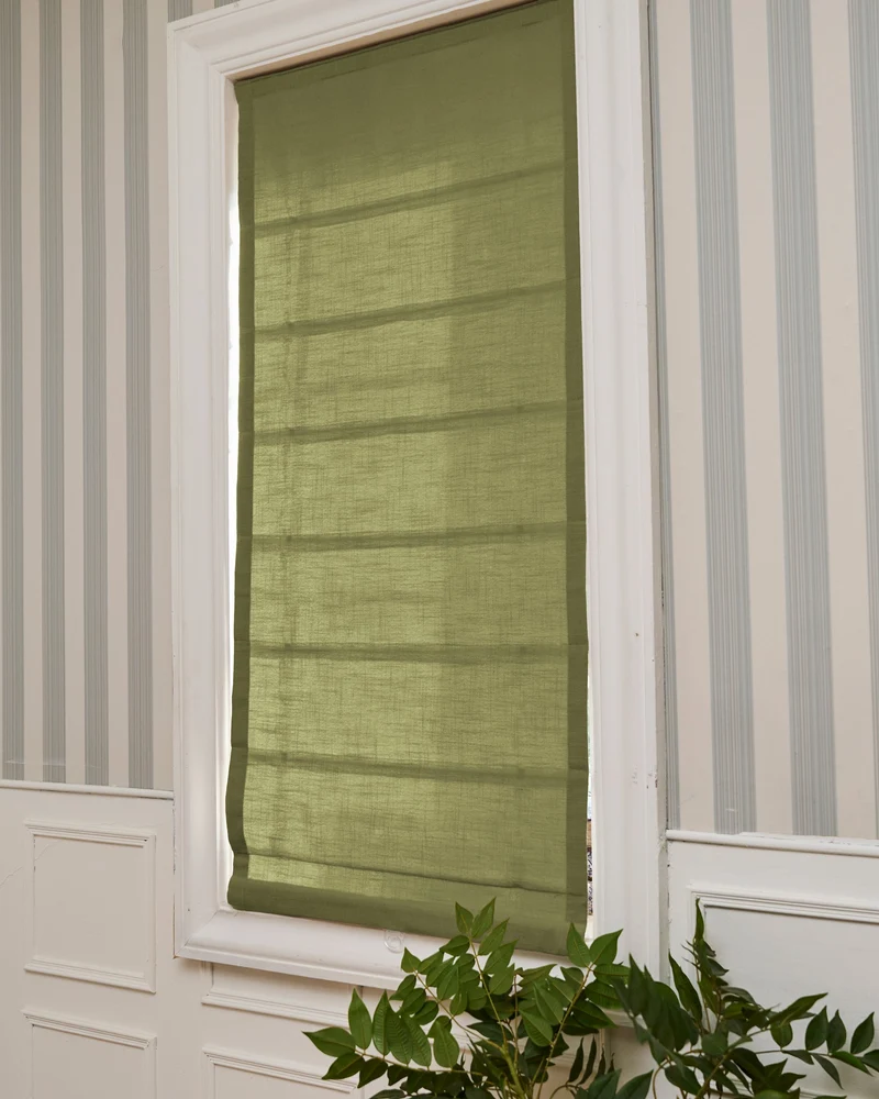 Cassie Flat Fold Linen Blend Cordless Custom Roman Shade