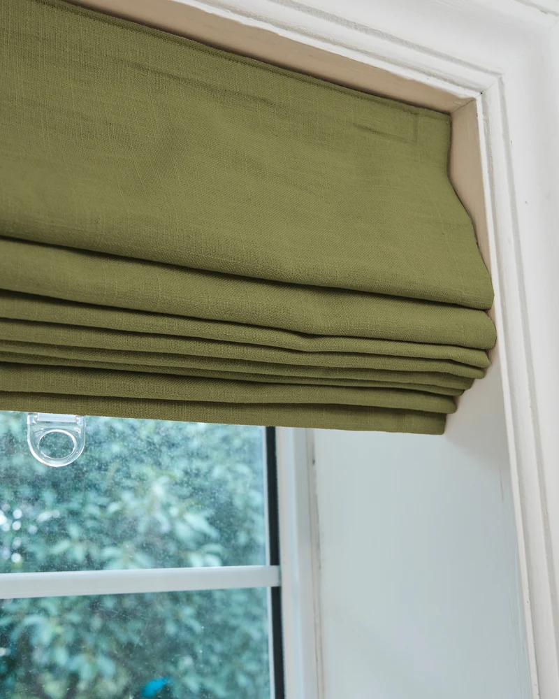 Cassie Flat Fold Linen Blend Cordless Custom Roman Shade