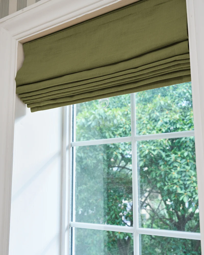 Cassie Flat Fold Linen Blend Cordless Custom Roman Shade