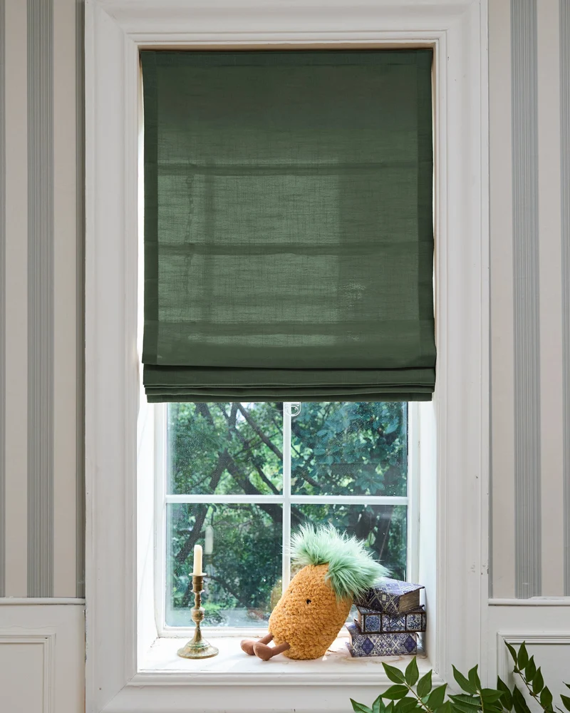 Cassie Flat Fold Linen Blend Cordless Custom Roman Shade