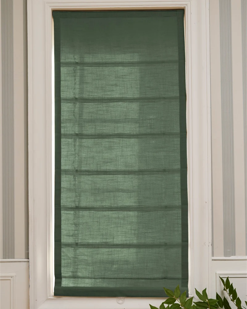 Cassie Flat Fold Linen Blend Cordless Custom Roman Shade