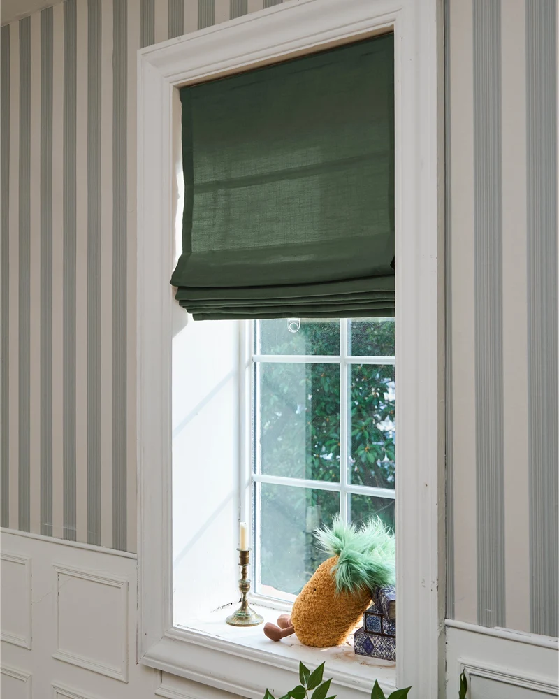 Cassie Flat Fold Linen Blend Cordless Custom Roman Shade