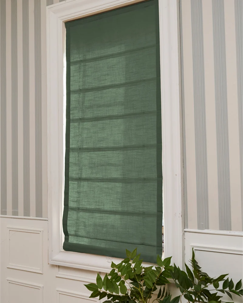 Cassie Flat Fold Linen Blend Cordless Custom Roman Shade