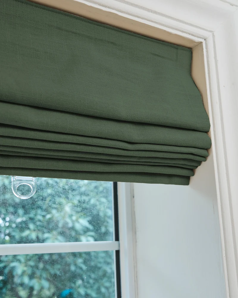 Cassie Flat Fold Linen Blend Cordless Custom Roman Shade