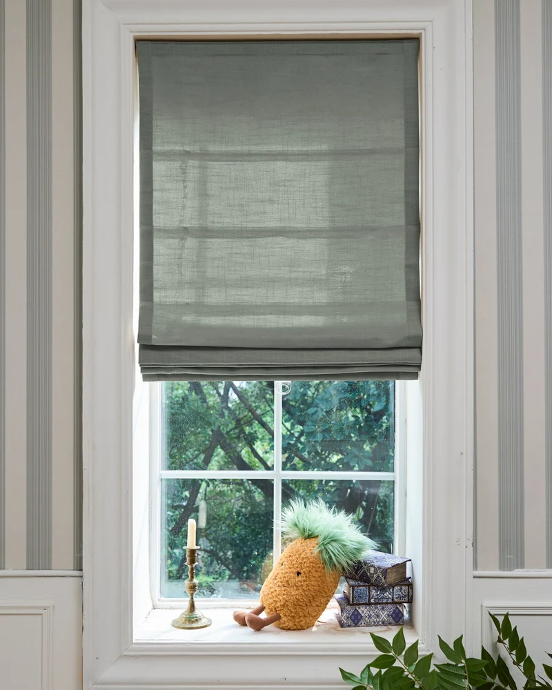 Cassie Flat Fold Linen Blend Cordless Custom Roman Shade