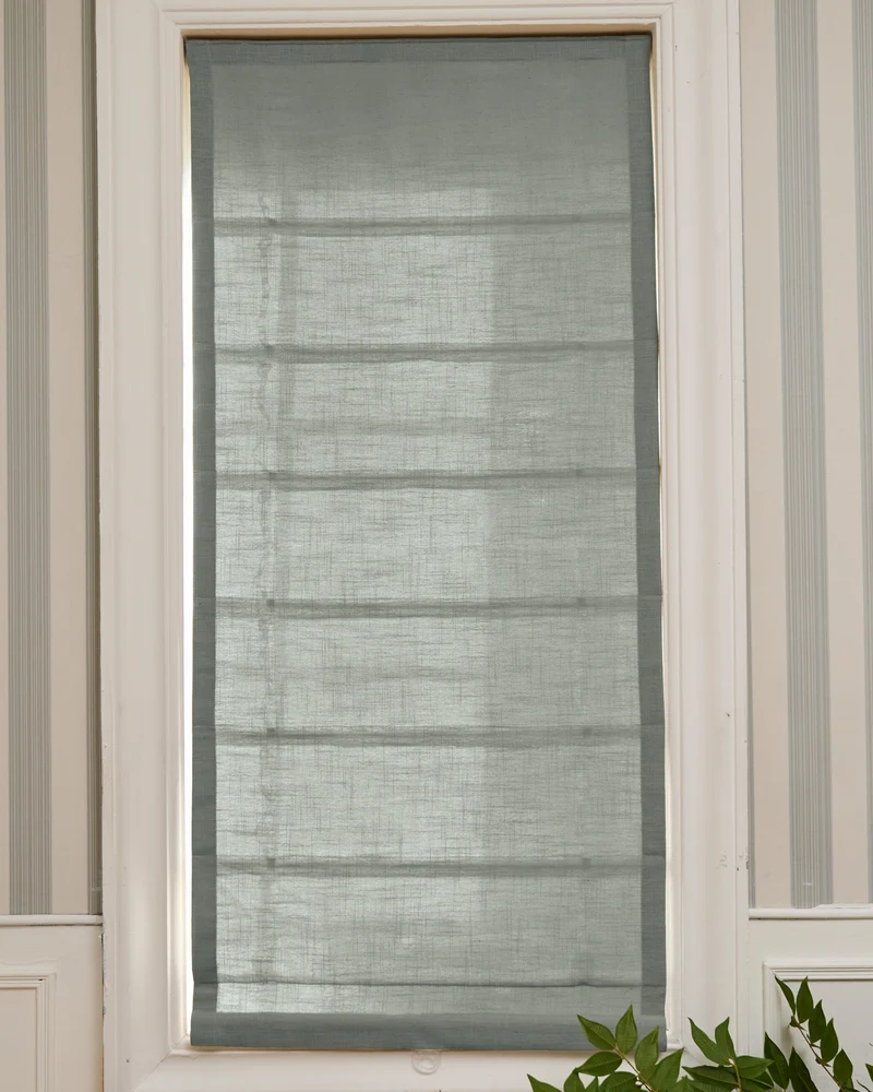 Cassie Flat Fold Linen Blend Cordless Custom Roman Shade