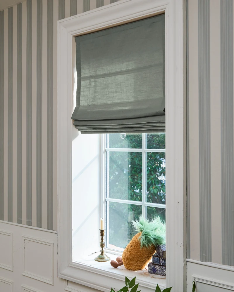 Cassie Flat Fold Linen Blend Cordless Custom Roman Shade
