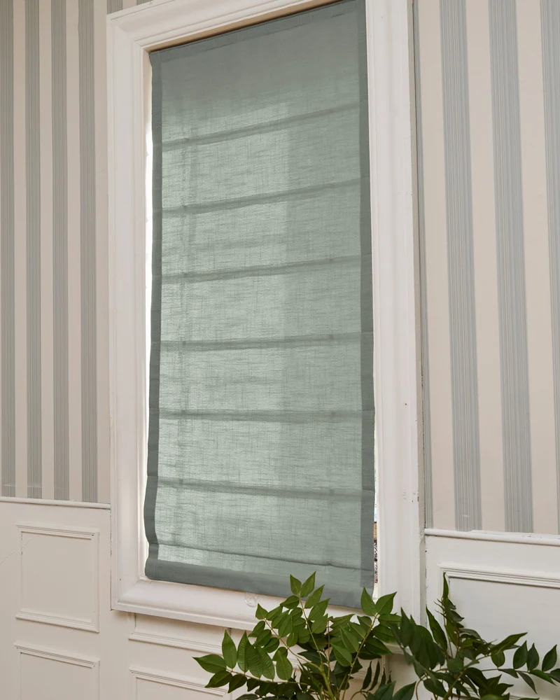 Cassie Flat Fold Linen Blend Cordless Custom Roman Shade