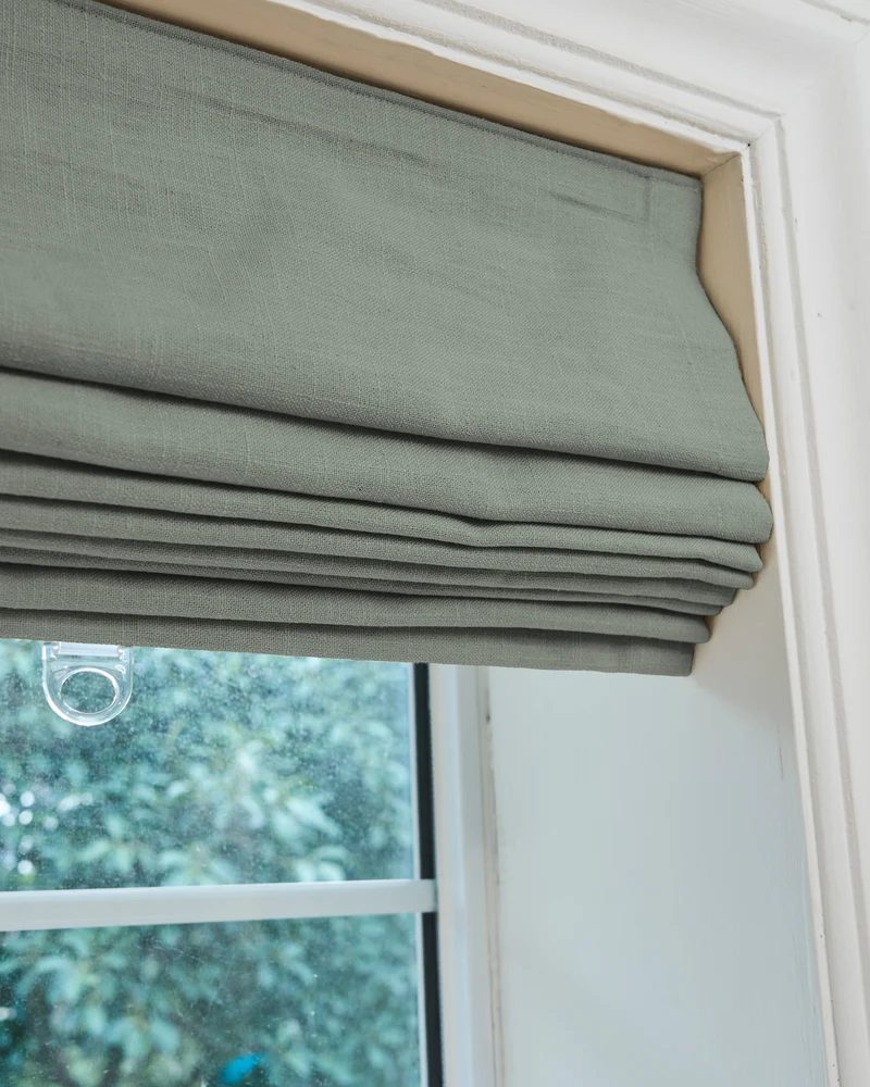 Cassie Flat Fold Linen Blend Cordless Custom Roman Shade