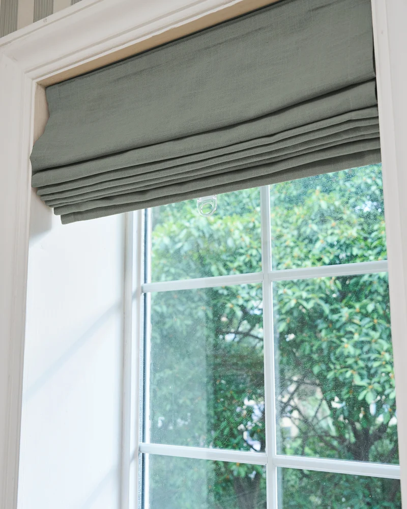 Cassie Flat Fold Linen Blend Cordless Custom Roman Shade
