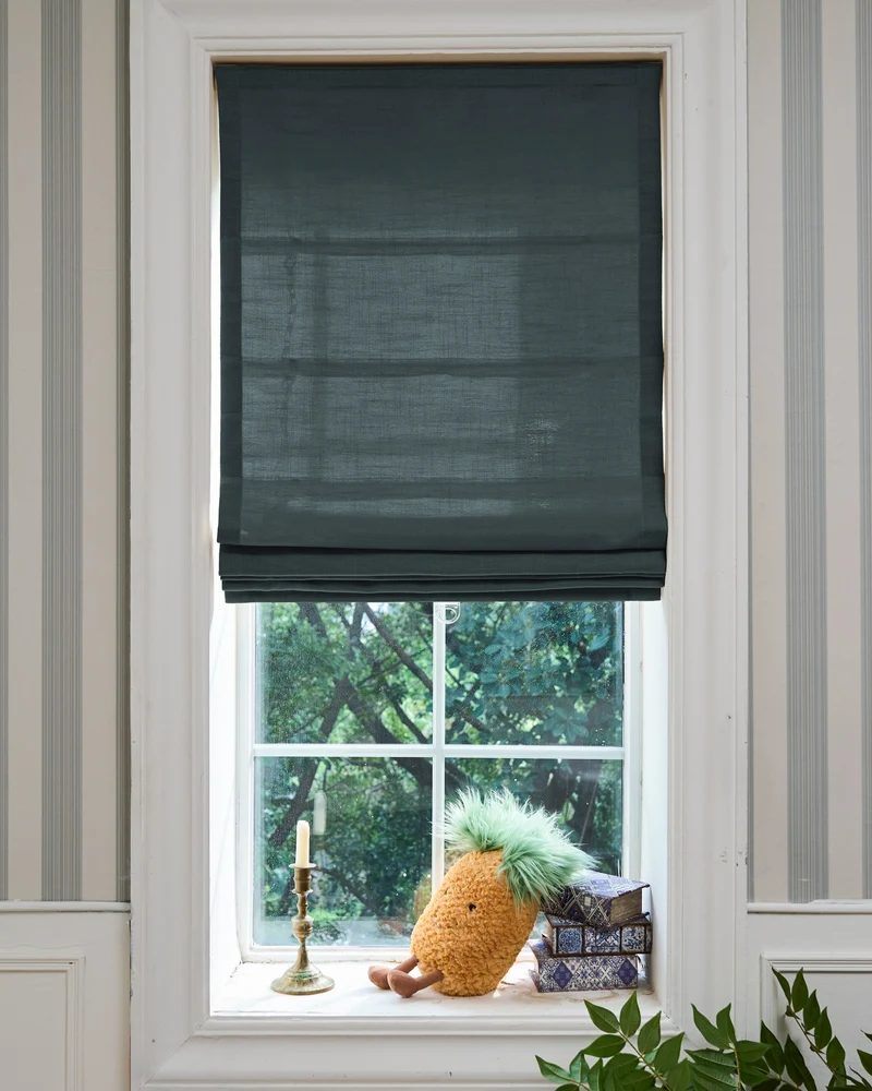 Cassie Flat Fold Linen Blend Cordless Custom Roman Shade