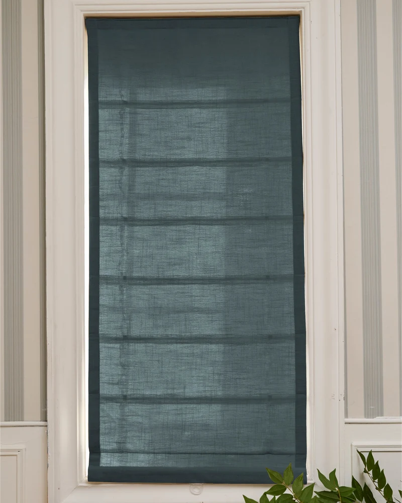 Cassie Flat Fold Linen Blend Cordless Custom Roman Shade