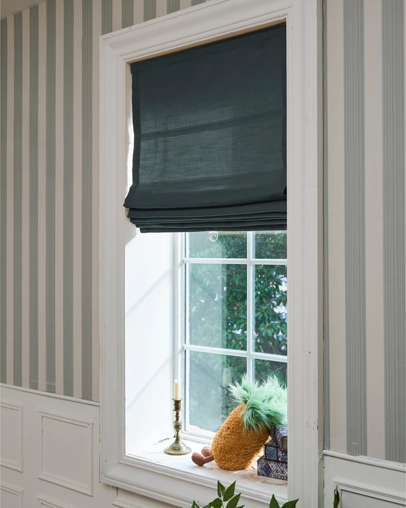 Cassie Flat Fold Linen Blend Cordless Custom Roman Shade