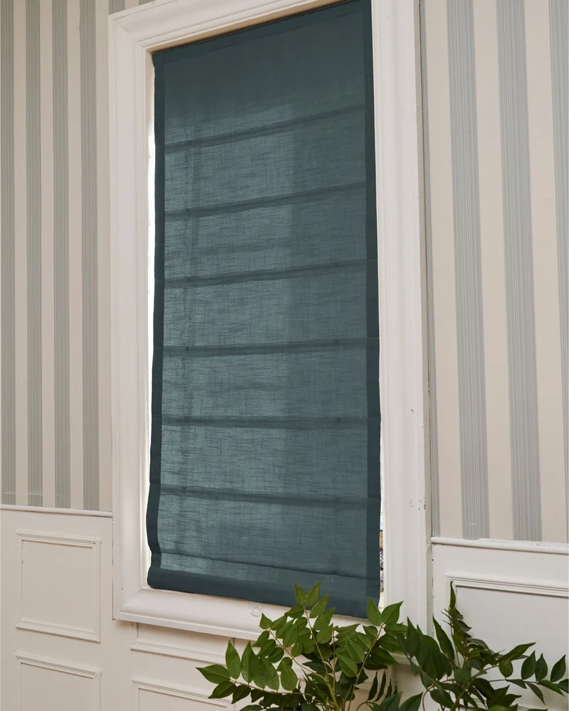 Cassie Flat Fold Linen Blend Cordless Custom Roman Shade