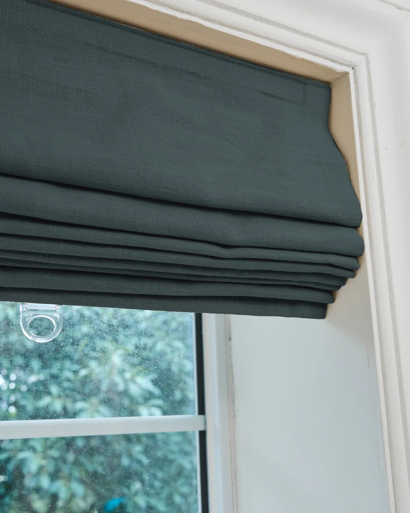 Cassie Flat Fold Linen Blend Cordless Custom Roman Shade