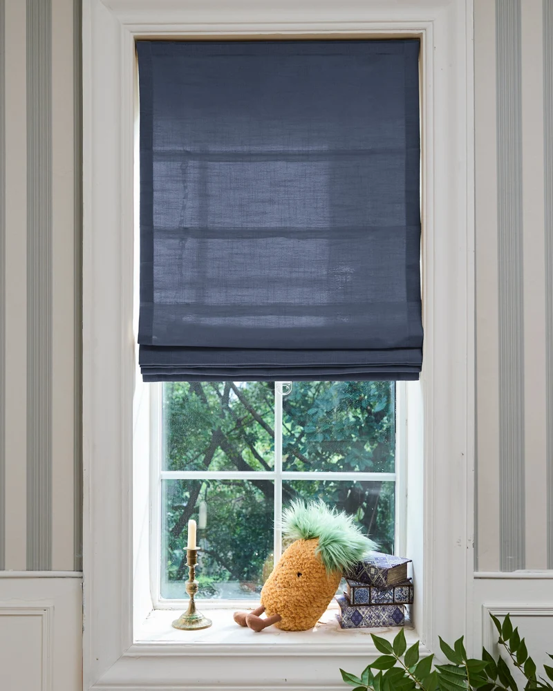 Cassie Flat Fold Linen Blend Cordless Custom Roman Shade