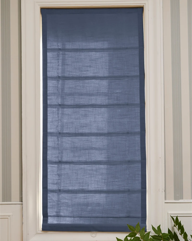 Cassie Flat Fold Linen Blend Cordless Custom Roman Shade