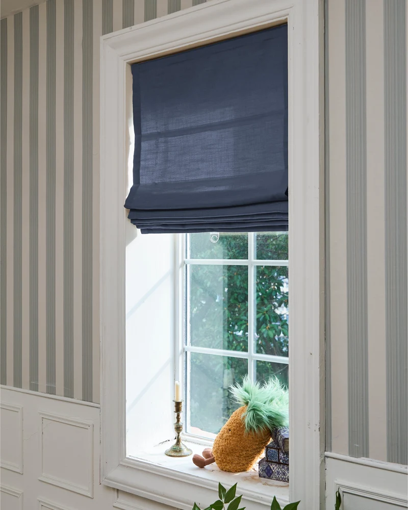 Cassie Flat Fold Linen Blend Cordless Custom Roman Shade
