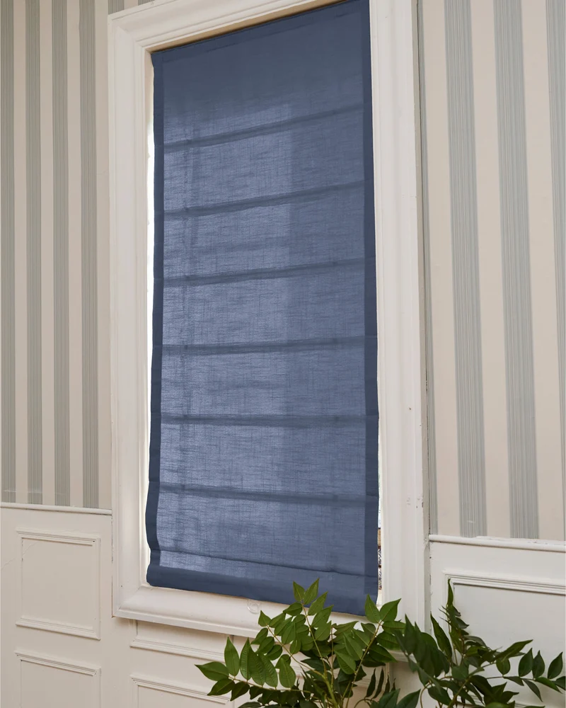 Cassie Flat Fold Linen Blend Cordless Custom Roman Shade