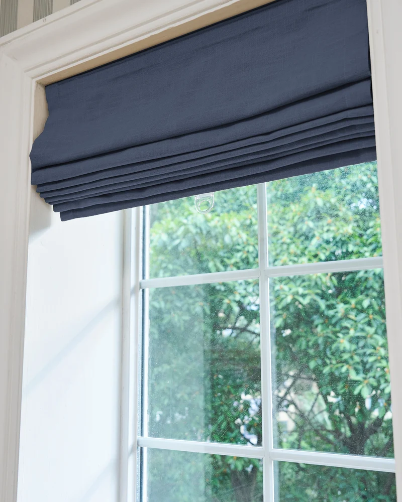 Cassie Flat Fold Linen Blend Cordless Custom Roman Shade