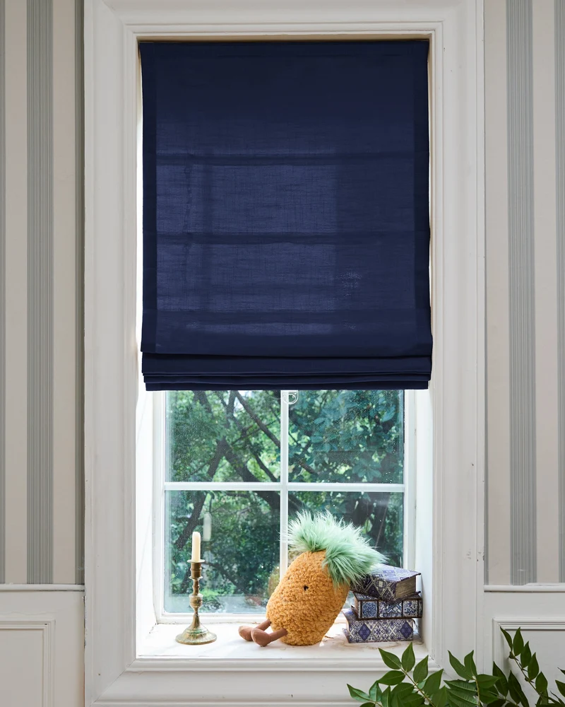 Cassie Flat Fold Linen Blend Cordless Custom Roman Shade
