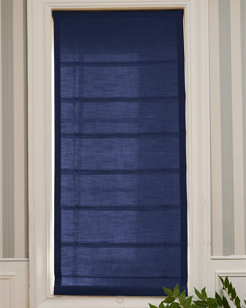 Cassie Flat Fold Linen Blend Cordless Custom Roman Shade