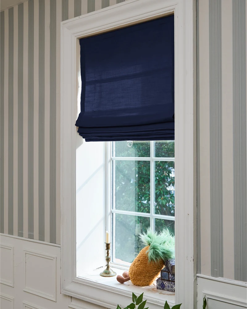 Cassie Flat Fold Linen Blend Cordless Custom Roman Shade