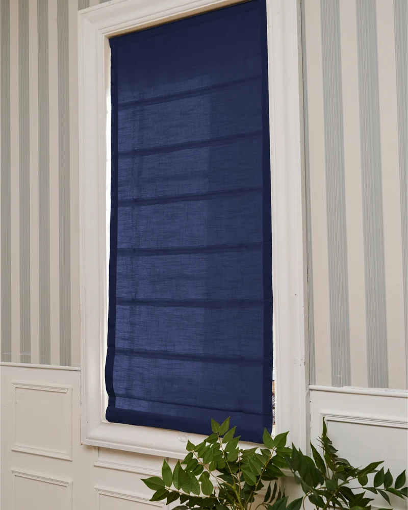 Cassie Flat Fold Linen Blend Cordless Custom Roman Shade