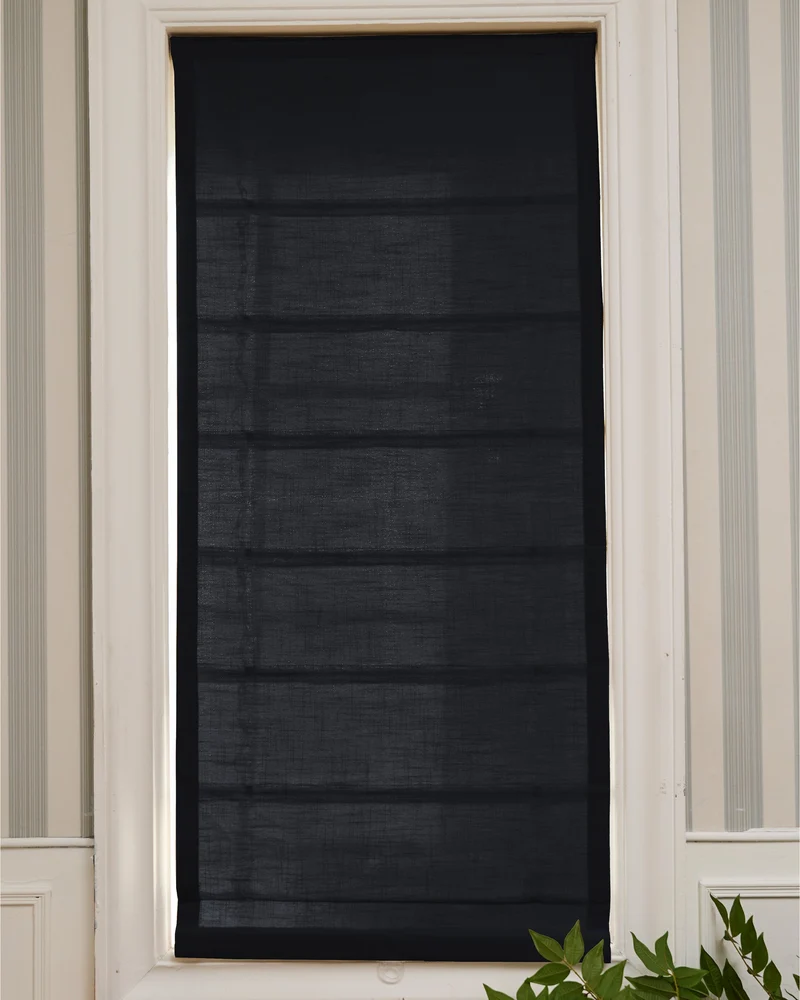 Cassie Flat Fold Linen Blend Cordless Custom Roman Shade