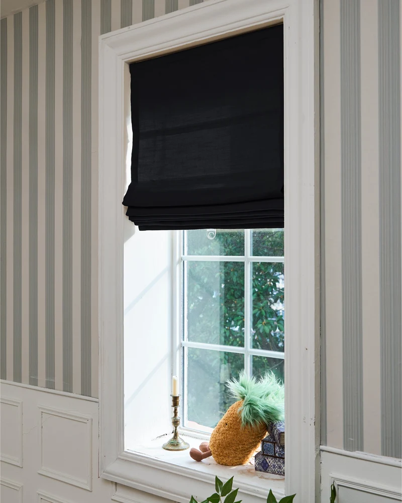 Cassie Flat Fold Linen Blend Cordless Custom Roman Shade