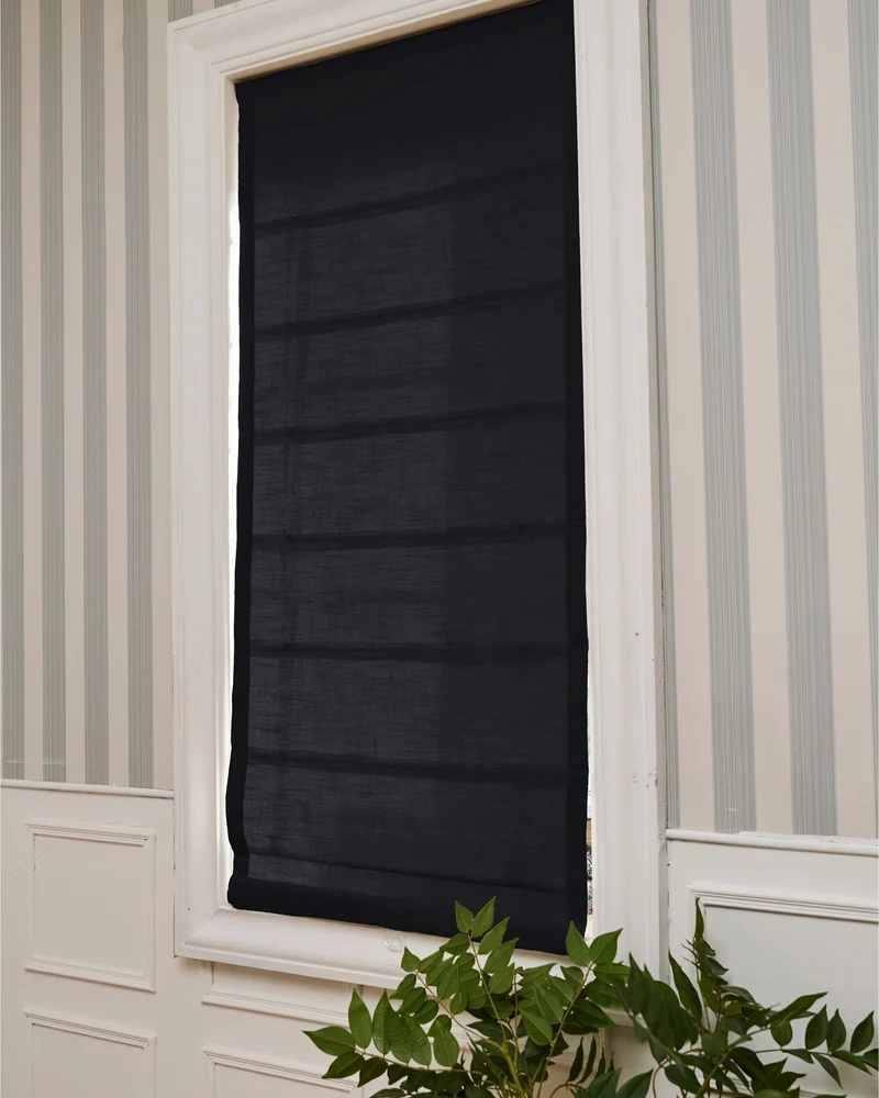 Cassie Flat Fold Linen Blend Cordless Custom Roman Shade