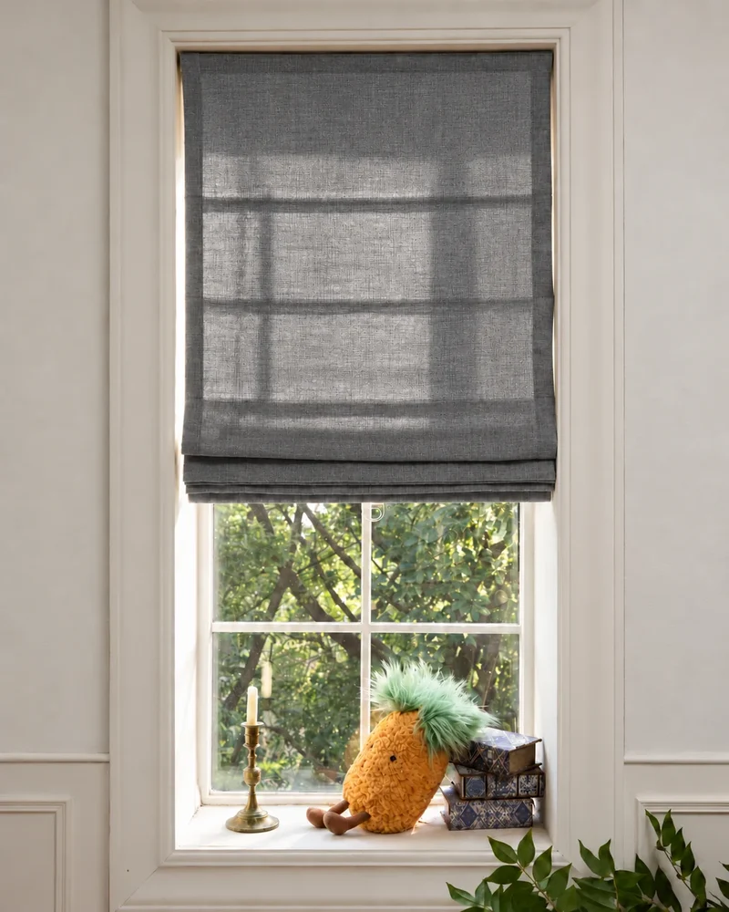 Cassie Flat Fold Linen Blend Cordless Custom Roman Shade