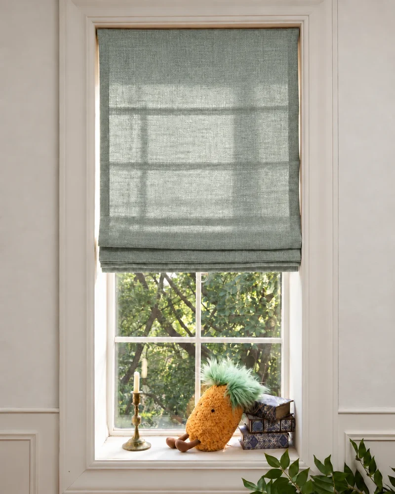 Cassie Flat Fold Linen Blend Cordless Custom Roman Shade