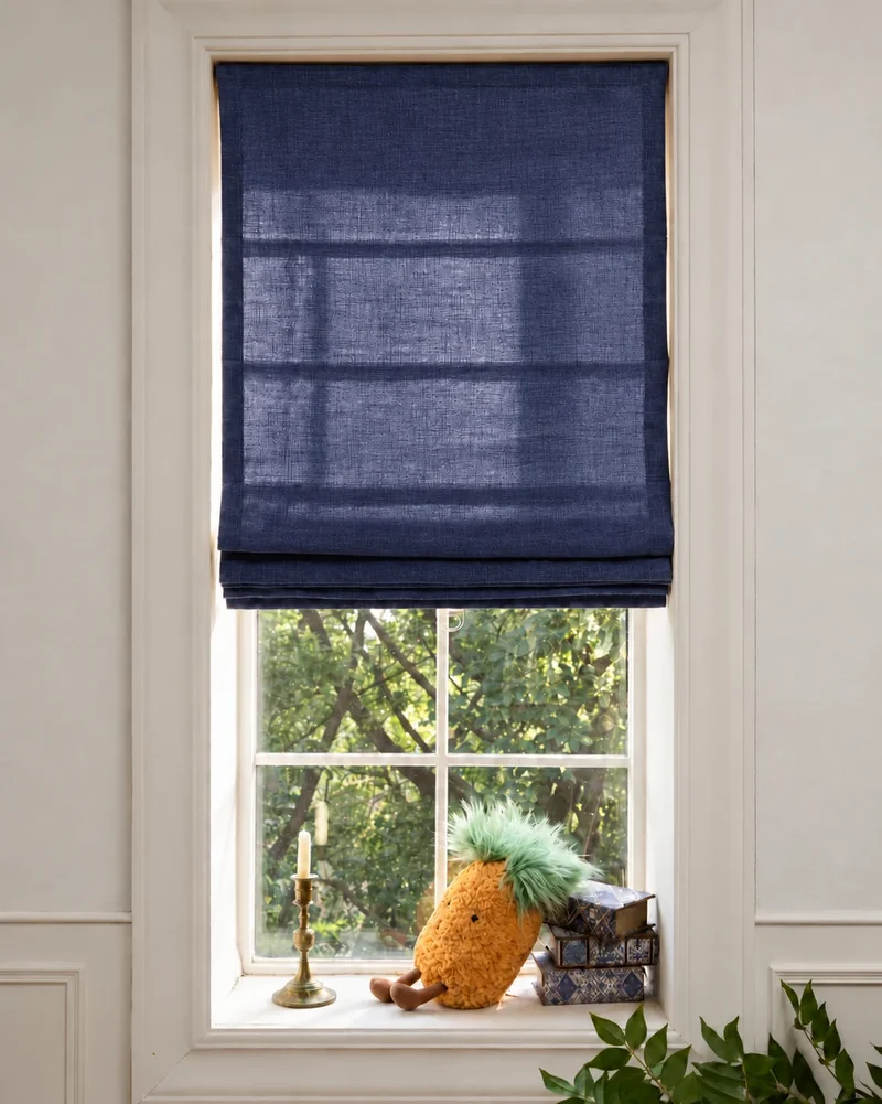 Cassie Flat Fold Linen Blend Cordless Custom Roman Shade