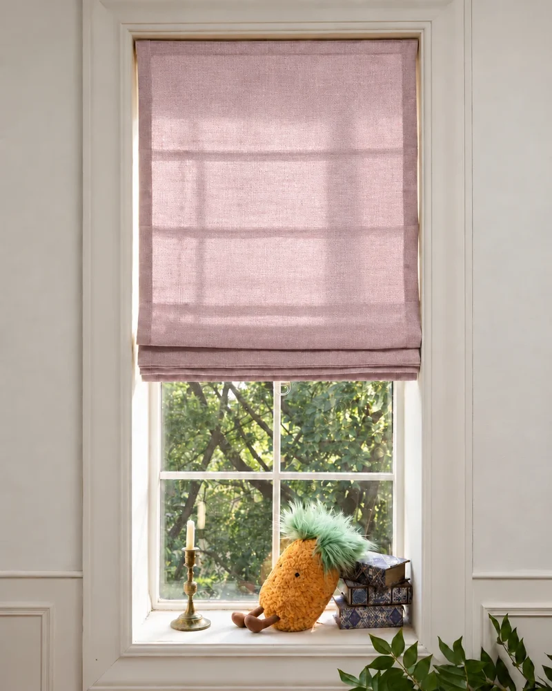 Cassie Flat Fold Linen Blend Cordless Custom Roman Shade