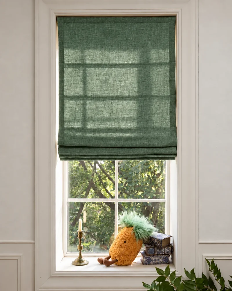 Cassie Flat Fold Linen Blend Cordless Custom Roman Shade