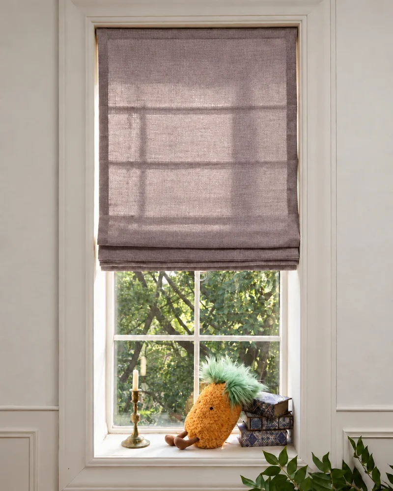 Cassie Flat Fold Linen Blend Cordless Custom Roman Shade