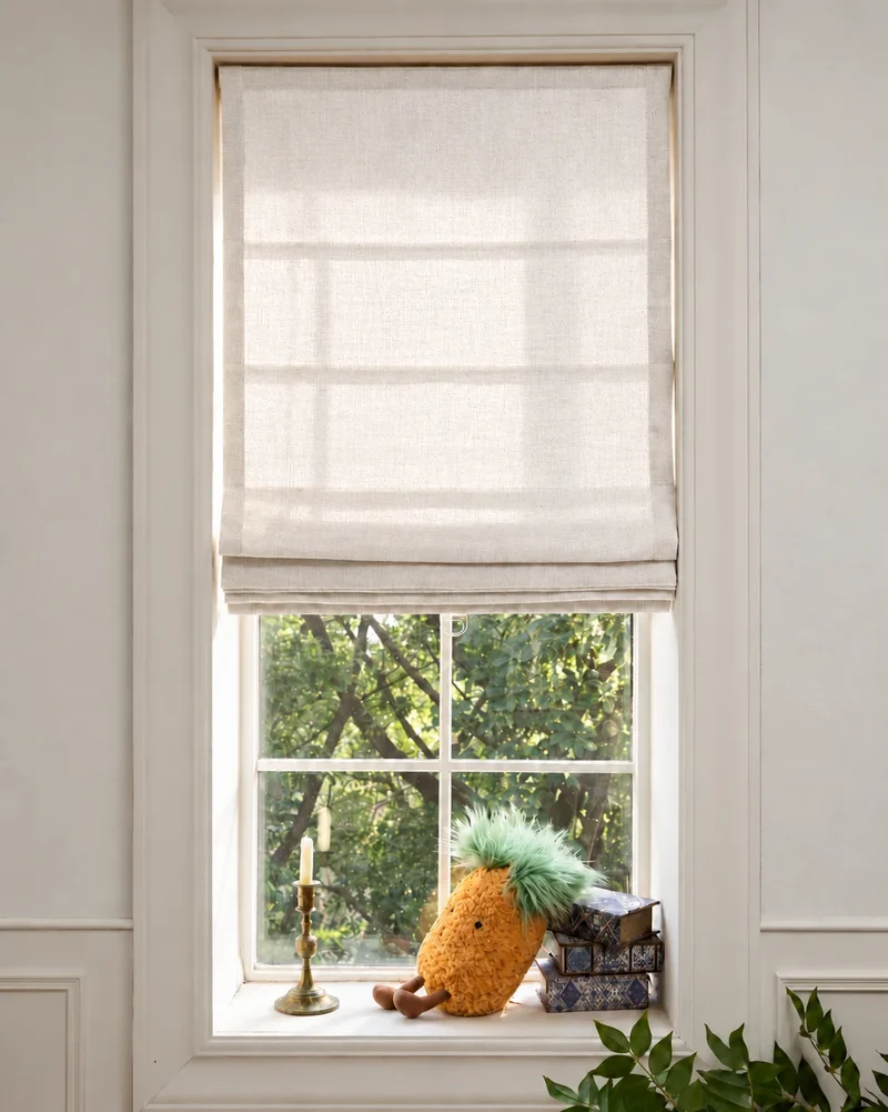 Cassie Flat Fold Linen Blend Cordless Custom Roman Shade