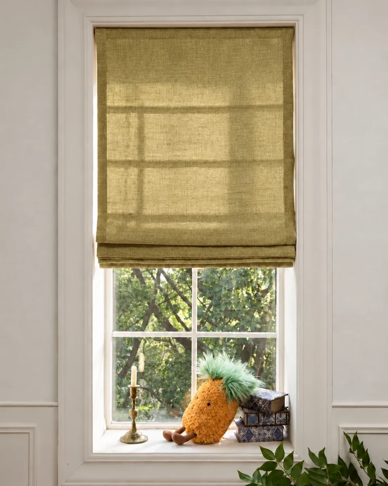 Cassie Flat Fold Linen Blend Cordless Custom Roman Shade