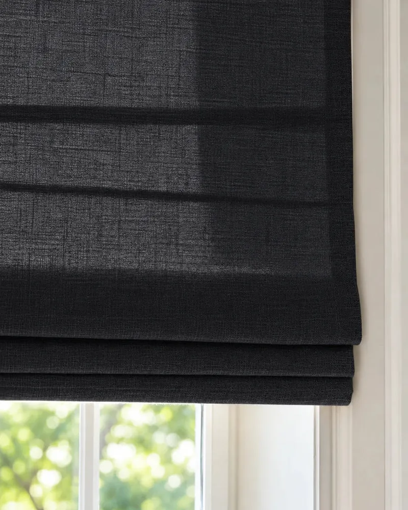 Cassie Flat Fold Linen Blend Cordless Custom Roman Shade