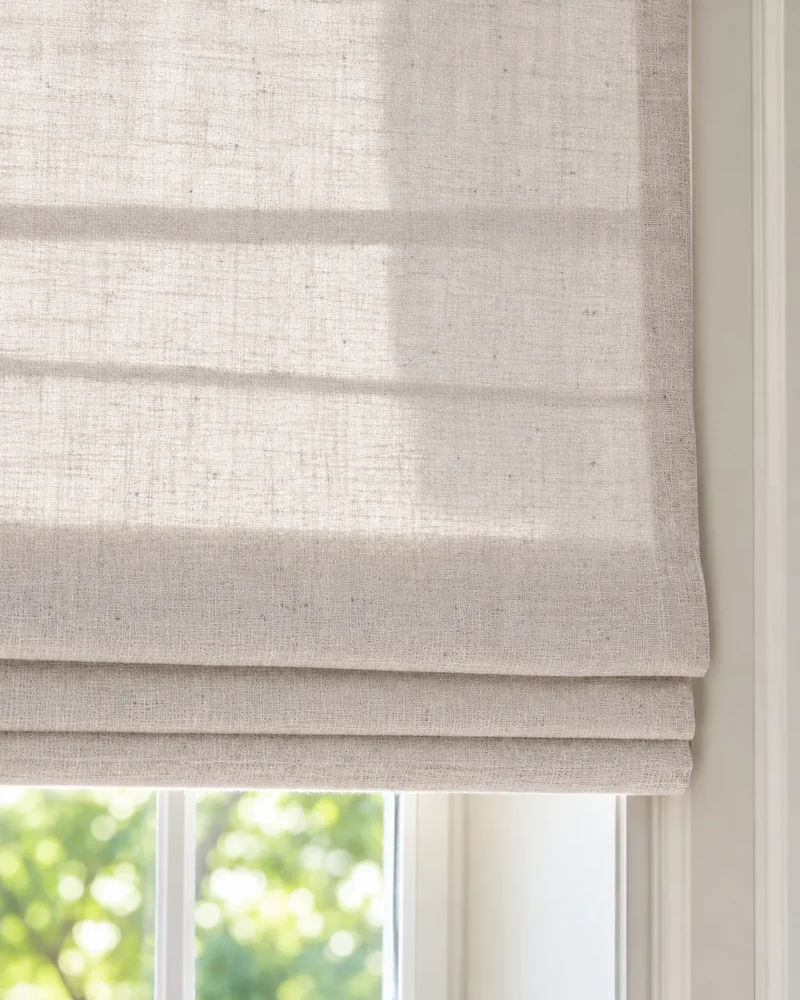Cassie Flat Fold Linen Blend Cordless Custom Roman Shade