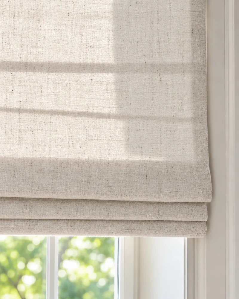 Cassie Flat Fold Linen Blend Cordless Custom Roman Shade