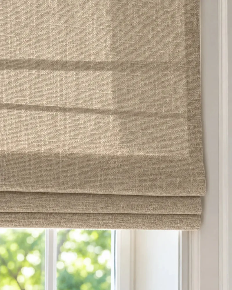 Cassie Flat Fold Linen Blend Cordless Custom Roman Shade